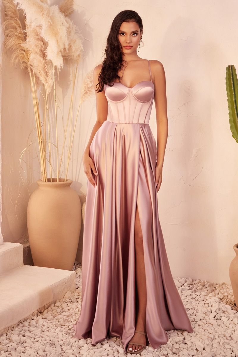 A-Line Satin Bustier Dress Purplish Diva
