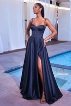 A-Line Satin Bustier Dress Purplish Diva
