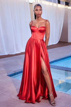 A-Line Satin Bustier Dress Purplish Diva