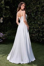 Satin A-Line Bustier Bridal Dress Purplish Diva