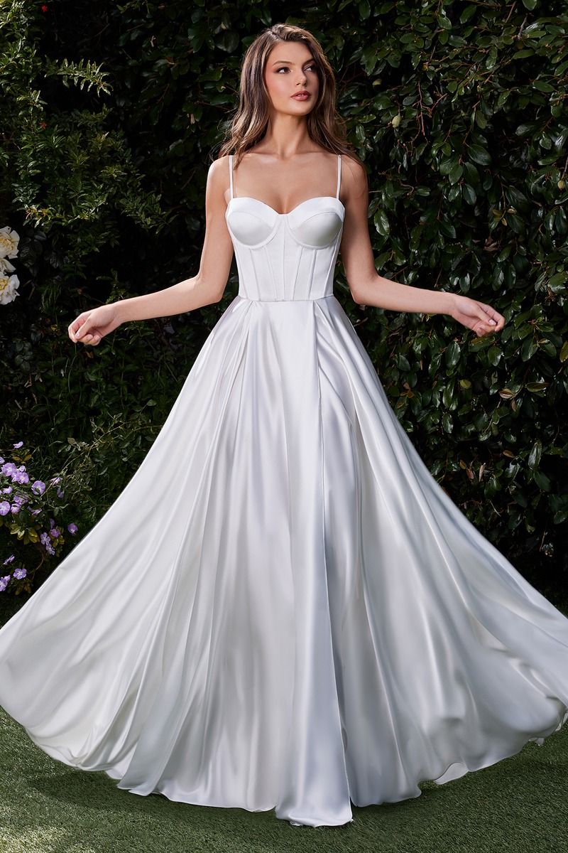 Satin A-Line Bustier Bridal Dress Purplish Diva