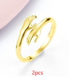 Alloy Simple Hands Hug Ring Opening Adjustable Jewelry Pi-Mart