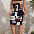 Ladies' Colorful Versatile Irregular Geometric Pattern Slim Fit Hip Hugging Skirt Short Skirt - SJB-DIAMOND ELITES