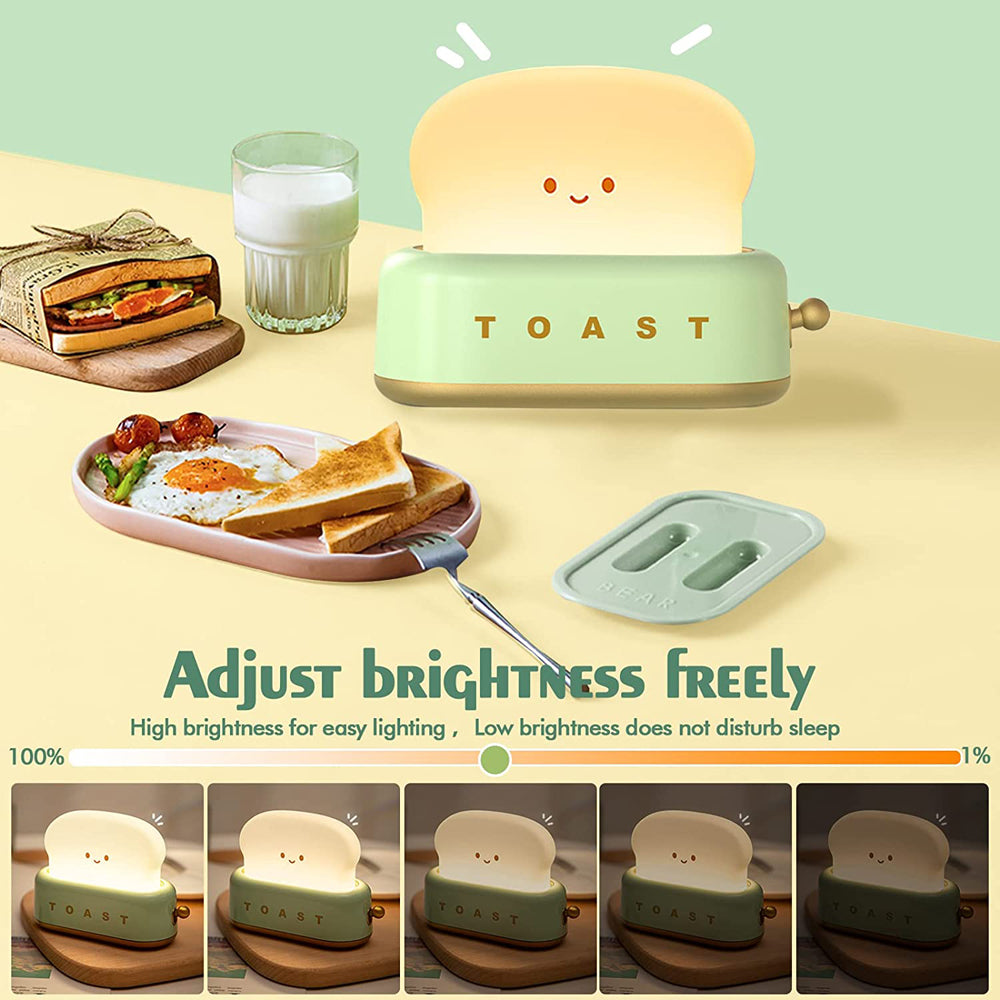 Creative LED Bread Maker Night Light USB Charging Dimming Toast Lamp Bedroom Children Timing Sleeping Lamps Funny Light Pi-Mart