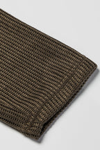 Dark Brown Button Up Contrast Knitted Sleeves Hooded Jacket Lootquake LLC