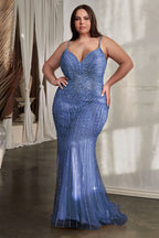 Embellished Mermaid Gown Purplish Diva