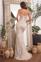 Embellished Silver & Nude Gown Purplish Diva