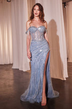 Fully Embellished Off The Shoulder Evening Gown Purplish Diva