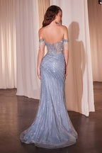 Fully Embellished Off The Shoulder Evening Gown Purplish Diva
