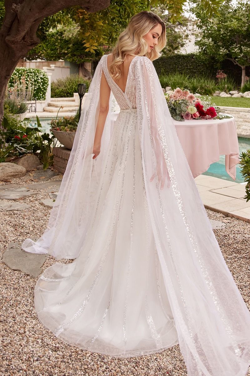 A-Line Bridal Gown With Long Sleeves Purplish Diva