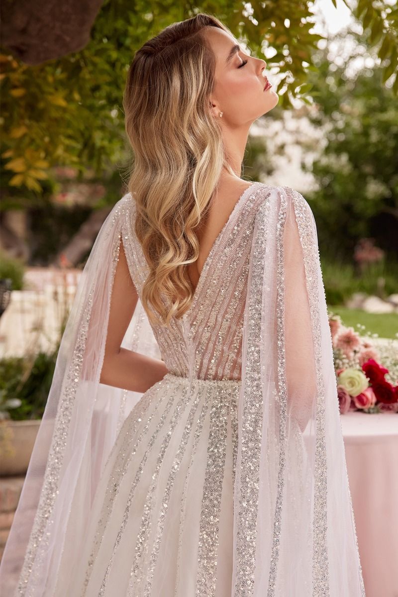 A-Line Bridal Gown With Long Sleeves Purplish Diva