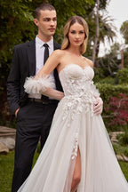 Strapless A-Line Bridal Gown With Gloves Purplish Diva