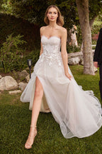 Strapless A-Line Bridal Gown With Gloves Purplish Diva