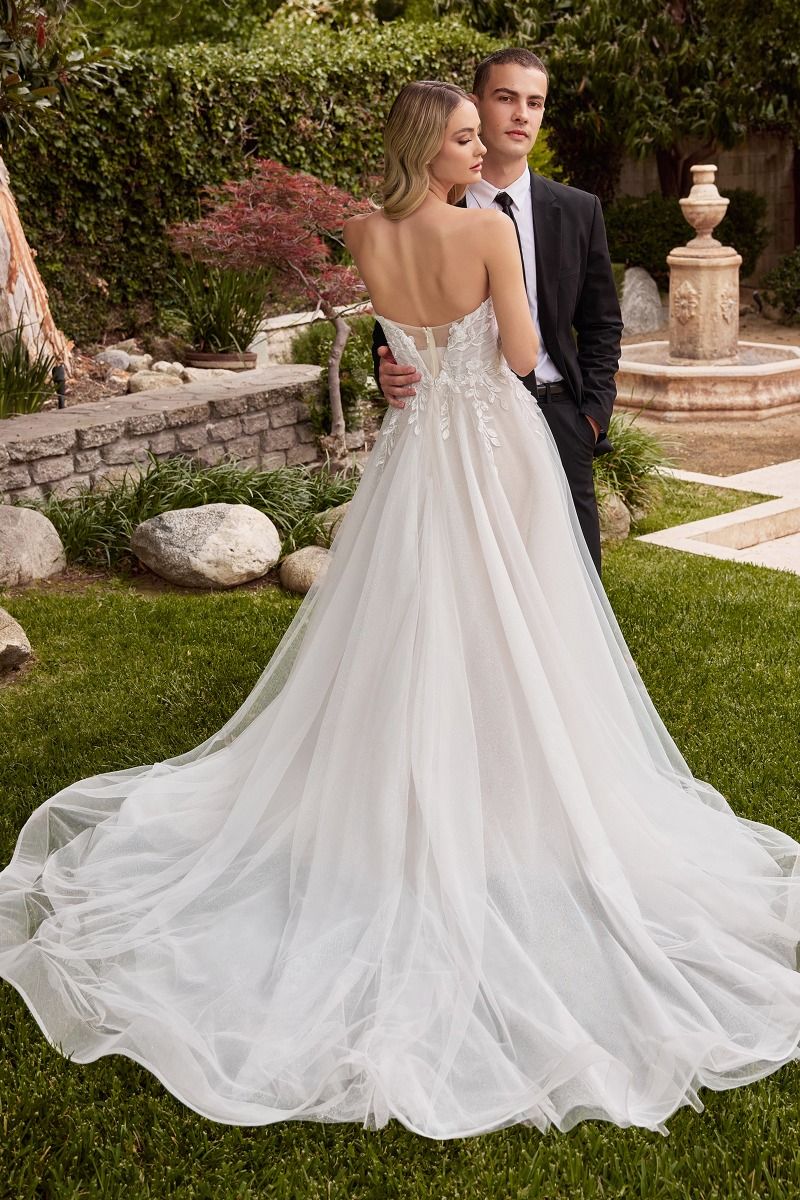 Strapless A-Line Bridal Gown With Gloves Purplish Diva