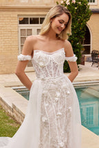 Fit & Flare Bridal Gown With Removable Skirt Purplish Diva