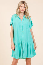 New Summer Linen Blend Button Down Shirt Mini Dress For Women – Fluttering, Casual, Timeless and Versatile Wardrobe Staple Stevvex
