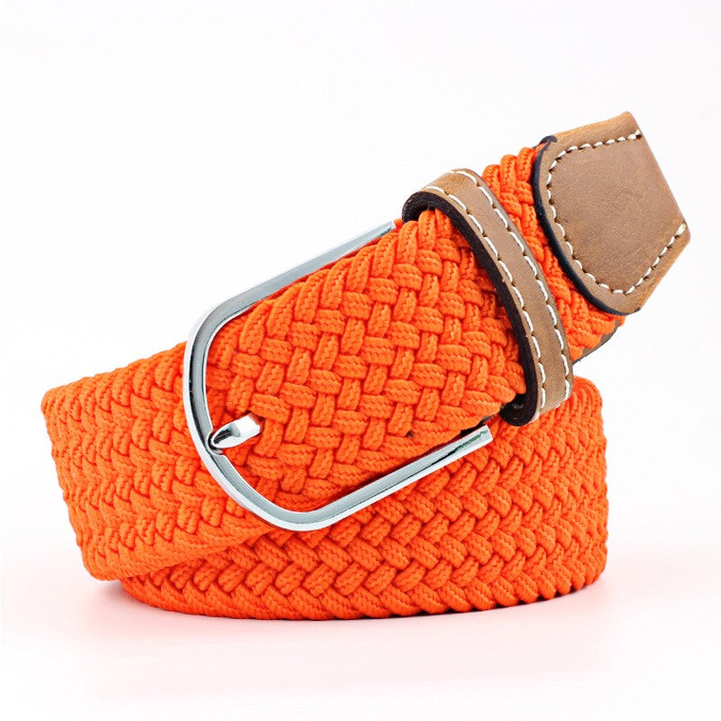 Women's Canvas Belt Student Pants Casual Stretch Braided Needle Buckle Pi-Mart
