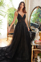 A-Line Beaded Gown With Lace Detail Purplish Diva