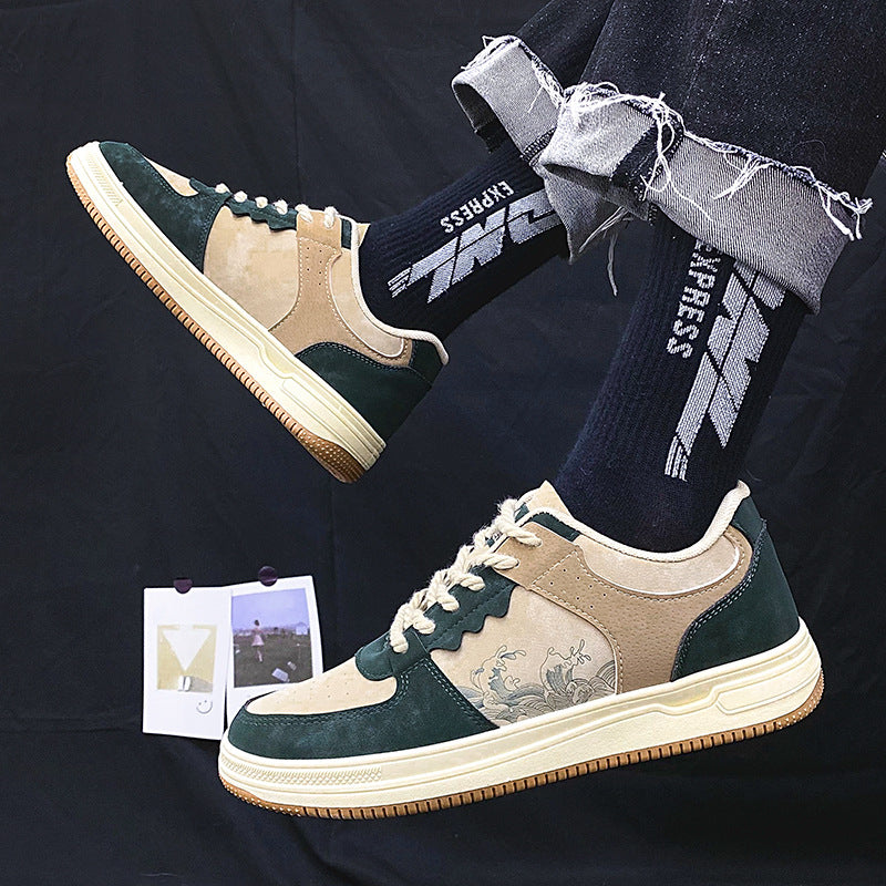 Lace-up Casual Shoes Men Soft Thick Sole Fashion Comfortable Breathable Flats Sneakers Student Platform Outdoor Walking Shoes Pi-Mart