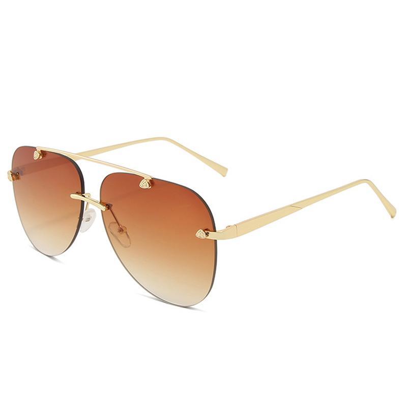 Metal Rimless Sunglasses for Men and Woman  Mirror Fashion  Trendy Pilot  Sun Glasses UV Protector Gradient Eyewear - SJB-DIAMOND ELITES