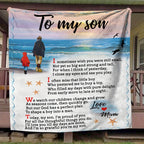 1pc To My Son Blanket Creative Text Letter To Son Soft Blanket Flannel Blanket For Couch Sofa Office Bed Camping Travel, Multi-purpose Gift Blanket For All Season Lootquake LLC