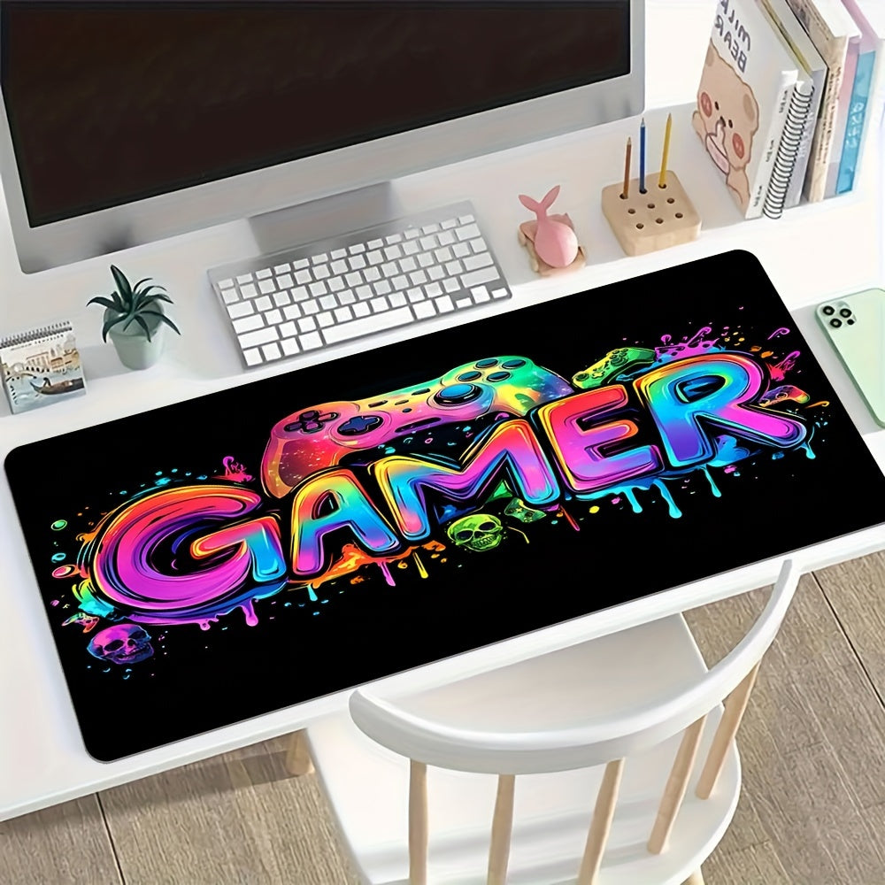 Extra-Large Gaming Mouse Pad with UV Black Light Feature - Non-Slip, Washable Rubber Base, Game Console Design Desk Mat for Gamers and Office Use Lootquake LLC