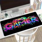 Extra-Large Gaming Mouse Pad with UV Black Light Feature - Non-Slip, Washable Rubber Base, Game Console Design Desk Mat for Gamers and Office Use Lootquake LLC