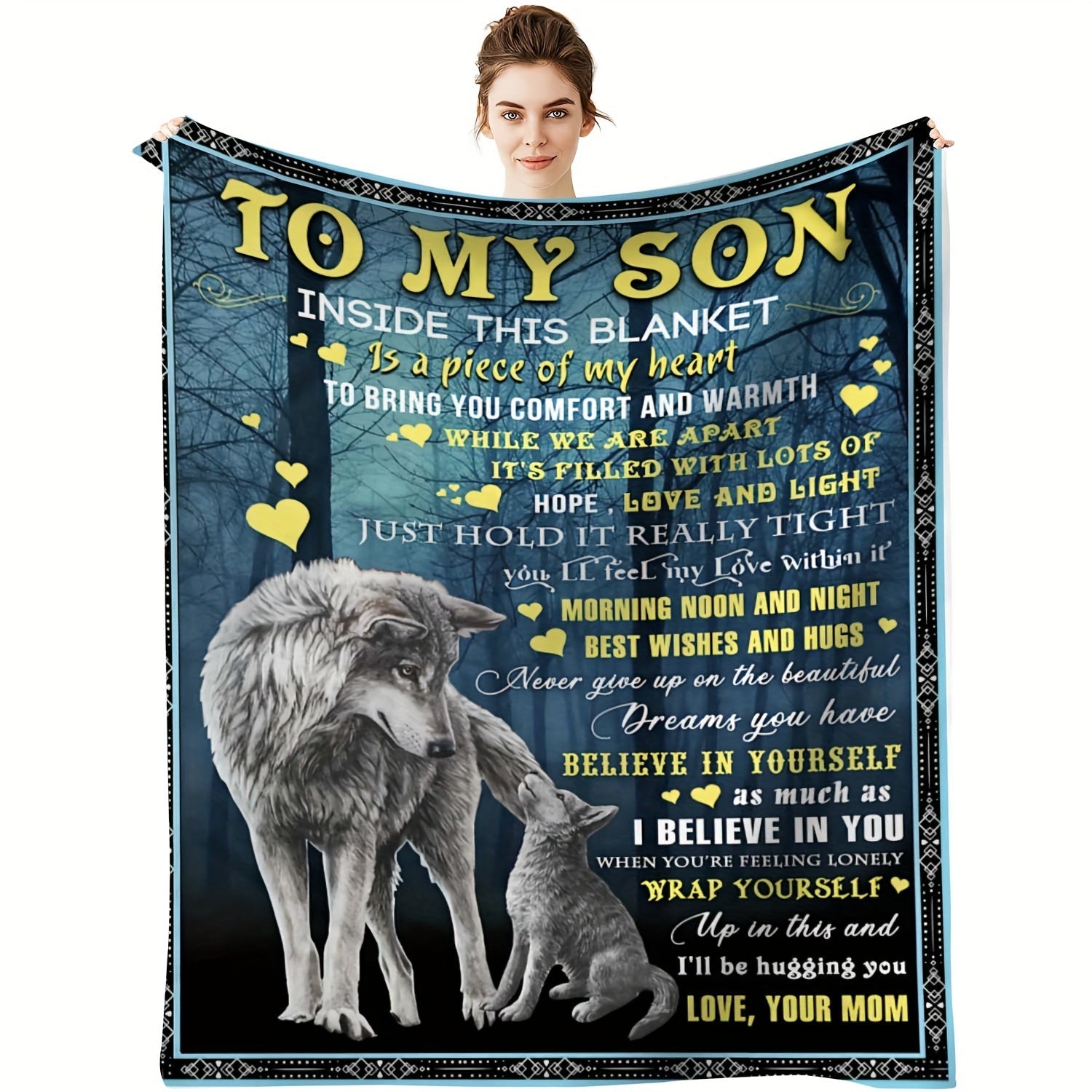 1pc Flannel Blanket, To My Mother From Son Throw Blanket, Warm Cozy Soft Blanket For Couch Bed Sofa Office Camping