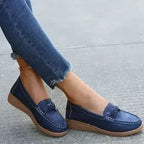 Wedge Heel Loafers - Woven PU Shoes | Femstylo