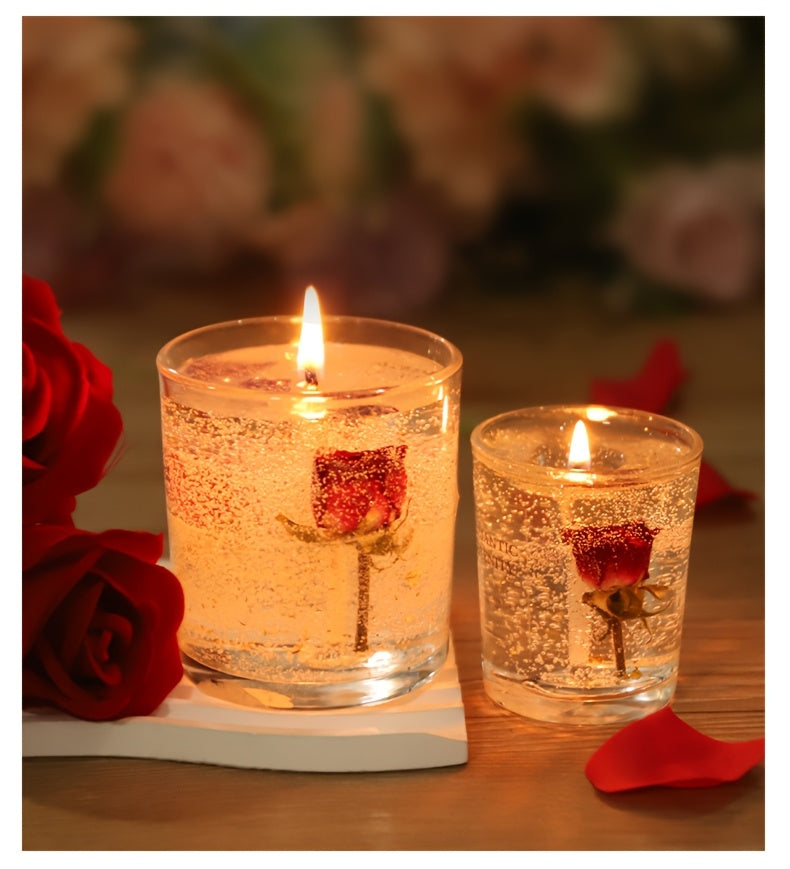 Rose Jelly Scented Candle for Aromatherapy, Romantic Atmosphere - Ideal for Birthdays, Valentine's Day, Anniversaries, Thanksgiving, Christmas - 1pc, Soy Wax in Glass Jar Lootquake LLC