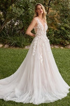 A-Line Wedding Gown With Removable Sleeves Purplish Diva