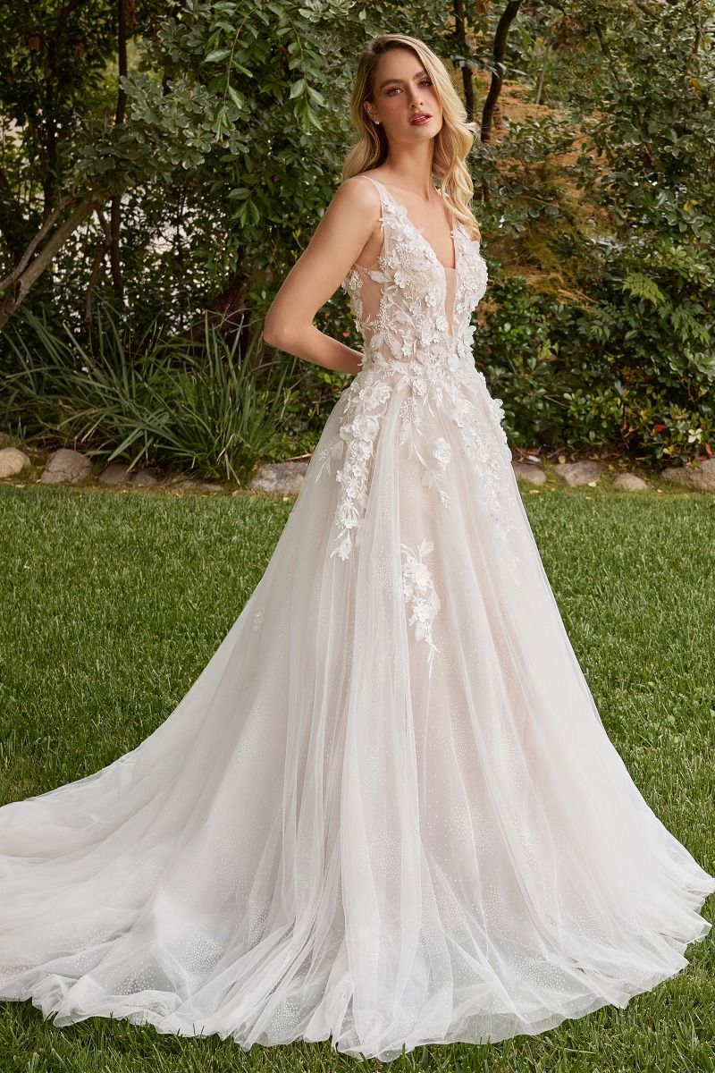 A-Line Wedding Gown With Removable Sleeves Purplish Diva