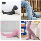 Over Knee High Fuzzy Long Socks Winter Warm Cold Leg Knee Joint Cold-proof Stockings Home Floor Sleeping Socks Pi-Mart