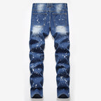Men's Ripped Denim Jeans - Summer Casual Straight Fit