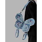 Design washed denim bag, butterfly shaped bag, punk denim bag, shoulder bag, backpack purse for women - SJB-DIAMOND ELITES