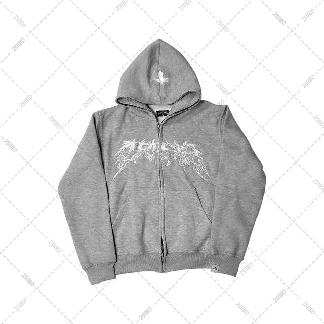 Cross Letter Printing Hooded Sweater Pi-Mart