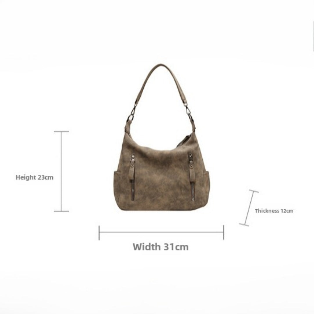 Vintage large capacity hobo bag for women, women's fashion tote bag, textured portable commuter bag - SJB-DIAMOND ELITES
