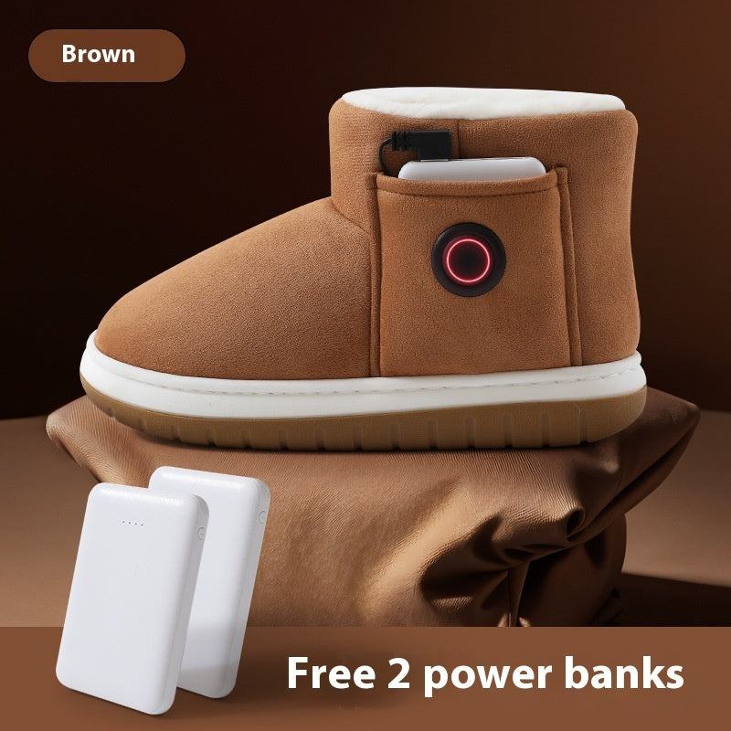 Electric Heating Shoes Rechargeable Foot Warmer Artifact Heating Home Shoes Winter Warm Temperature Regulating Cotton Shoes Pi-Mart