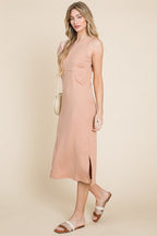 Ribbed Knit Sleeveless Midi Dress For Women – Elegant, Versatile and Stylish Sleeveless Dress with Ribbed Knit Texture and Midi Length