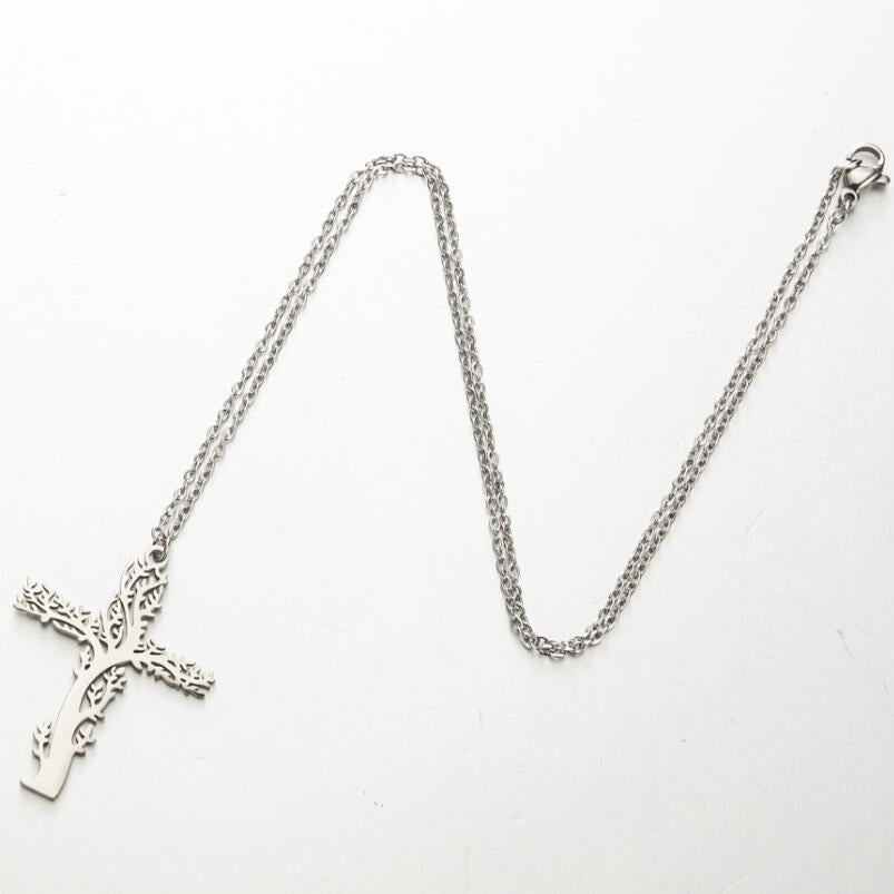 Tree Of Life Necklace Ladies Cross Clavicle Chain Jewelry Pi-Mart