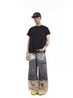 Niche Heavy Industry Washed Damaged Stitching Skinny Jeans Lootquake LLC