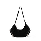 Large capacity suede shoulder bag, slouch bag, vintage casual bag hobo