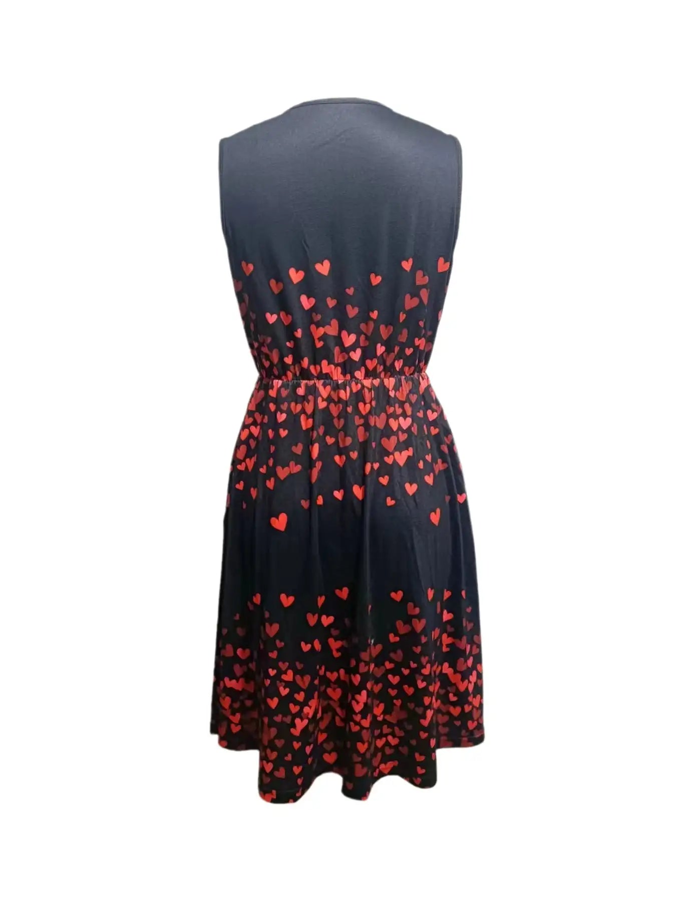 Ladies' V-neck Heart-shaped Printed Casual Off Shoulder Dress - SJB-DIAMOND ELITES