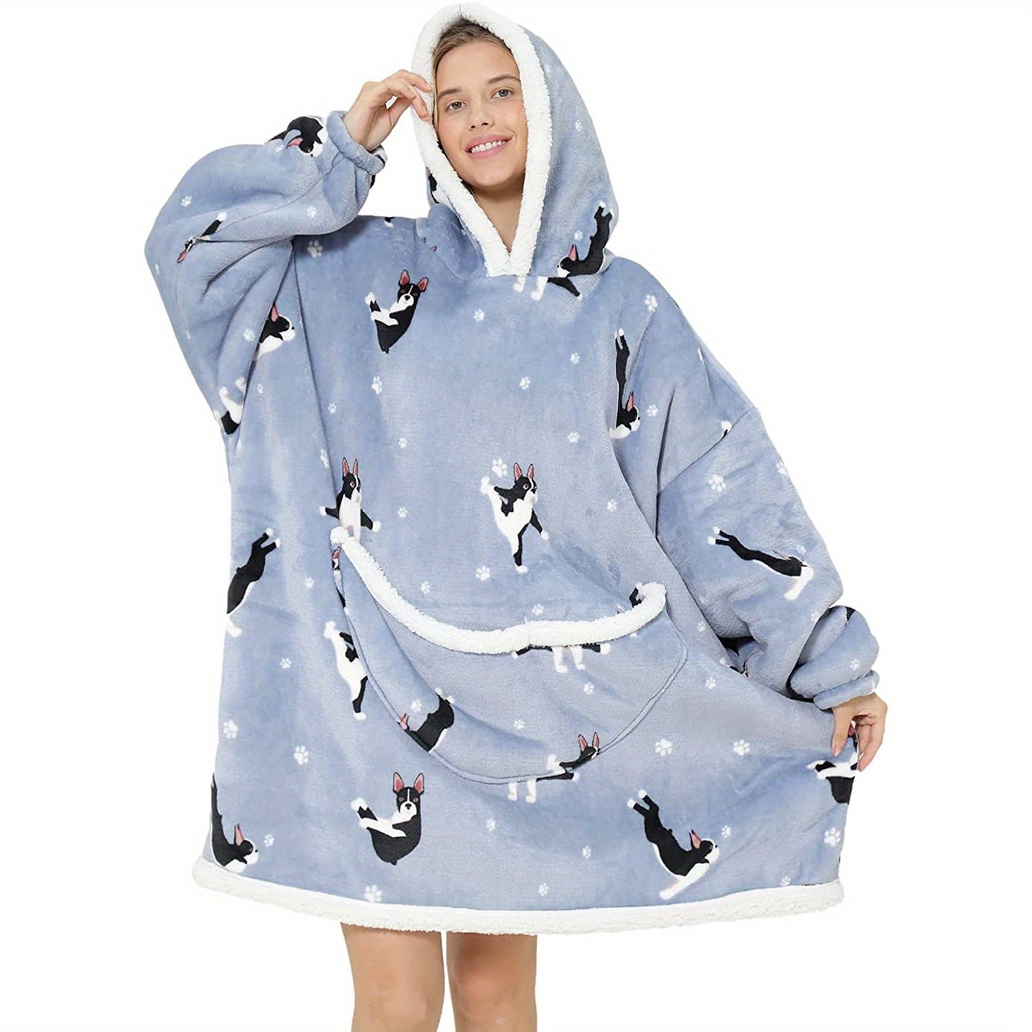 1pc Oversized Blanket Hoodie, Sherpa Fleece Hooded Blanket For Women, Ultra Soft Warm Wearable Blanket Sweatshirt Women Men Adult, Gift For Ladies