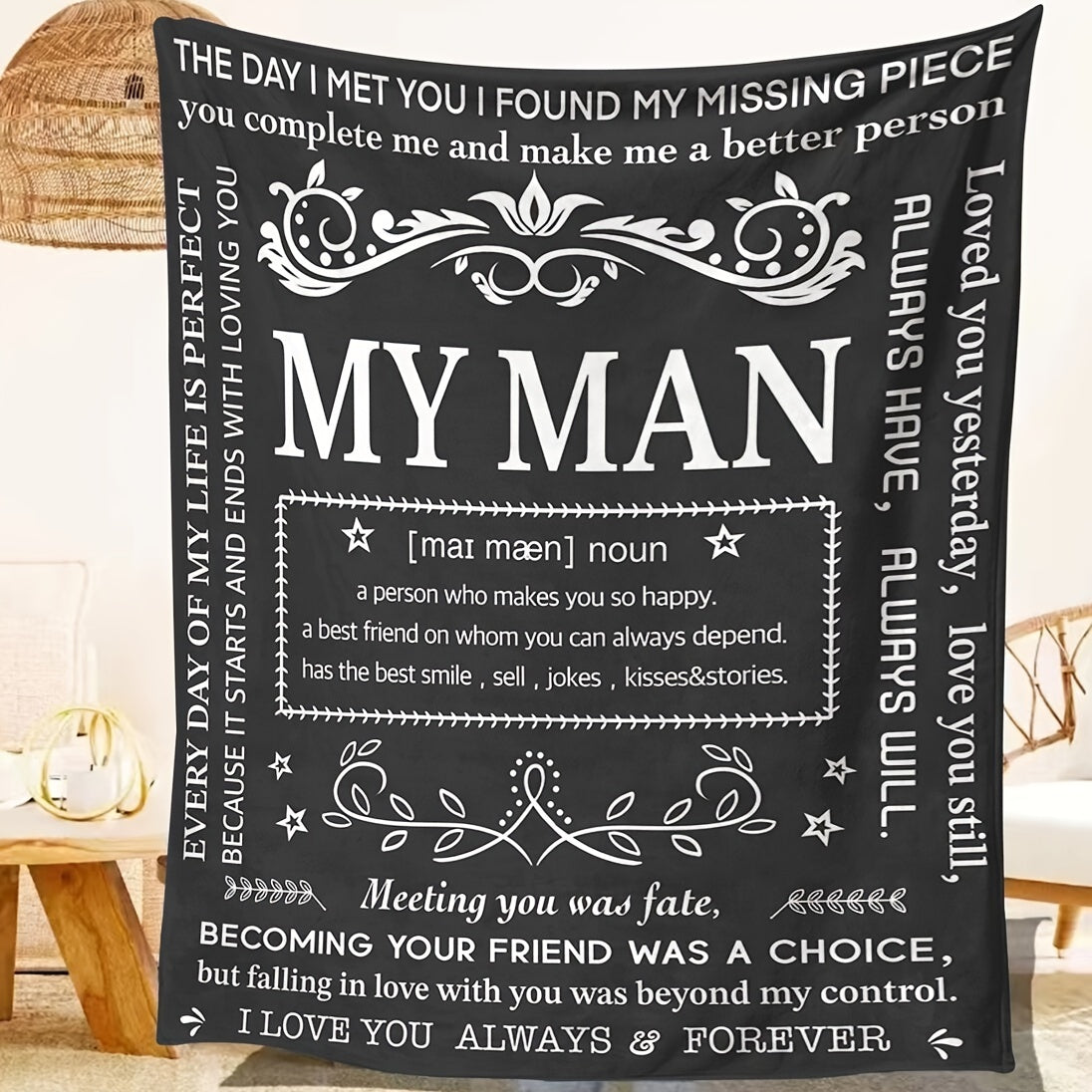 1pc Gifts Blanket For Him, Husband Boyfriend Gifts Blanket, Birthday Gift Ideas For Boyfriend, I Love You Gifts For Him Perfect For Birthday, Anniversary, Christmas, Valentine's Day, Soft And Comfortable Throw Blanket Lootquake LLC