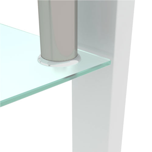 White Glass Coffee Table - Modern Clear Center Table for Living Room 39.37x23.62x17.70 Inches