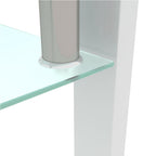 White Glass Coffee Table - Modern Clear Center Table for Living Room 39.37x23.62x17.70 Inches