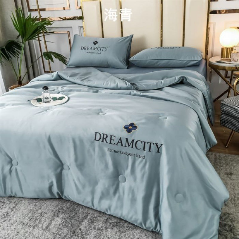 Tencel Summer Cooling Ice Silk Summer Quilt Airable Cover Four-piece Set Pi-Mart