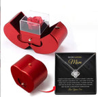 Fashion Jewelry Box Red Apple Christmas Gift Necklace Eternal Rose For Girl Mother's Day Valentine's Day Gifts With Artificial Flower Rose Flower Jewelry Box Lootquake LLC