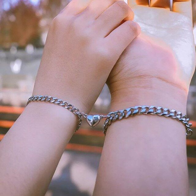 Halves Heart Magnetic Couple Bracelets Pi-Mart